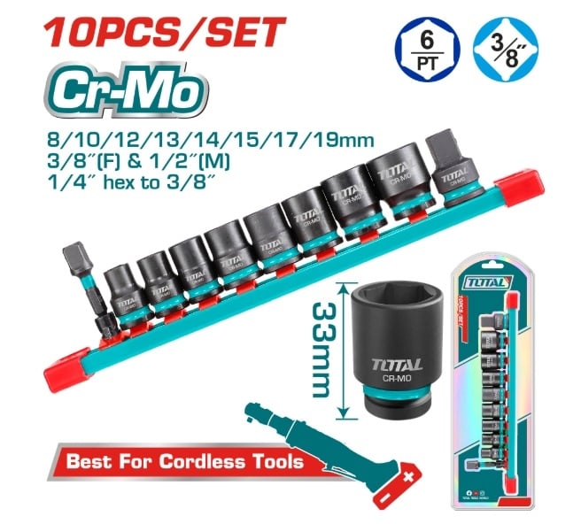 К-т шестостенни ударни вложки TOTAL Ind.,3/8",10ч.