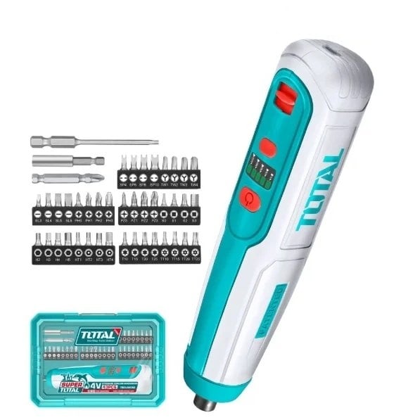 Акумулаторна отвертка Total 1/4" 4V с аксесоари в кутия