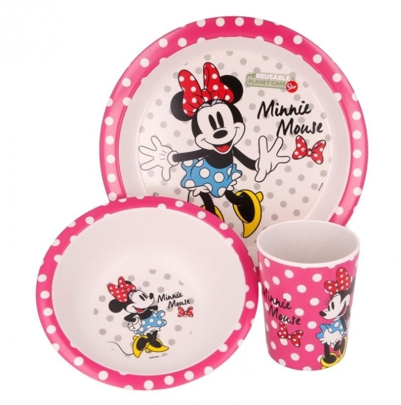 Детски бамбуков комплект за хранене Disney Minnie 3 части 