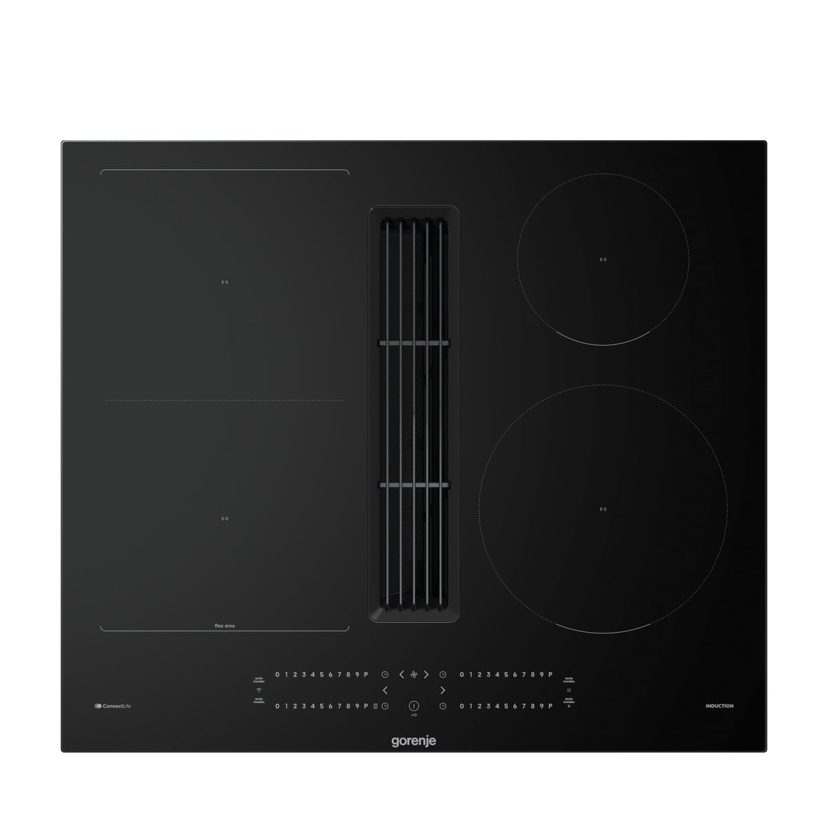 Индукционен керамичен плот с 4 зони и вграден аспиратор Gorenje GEH6432BSCWF