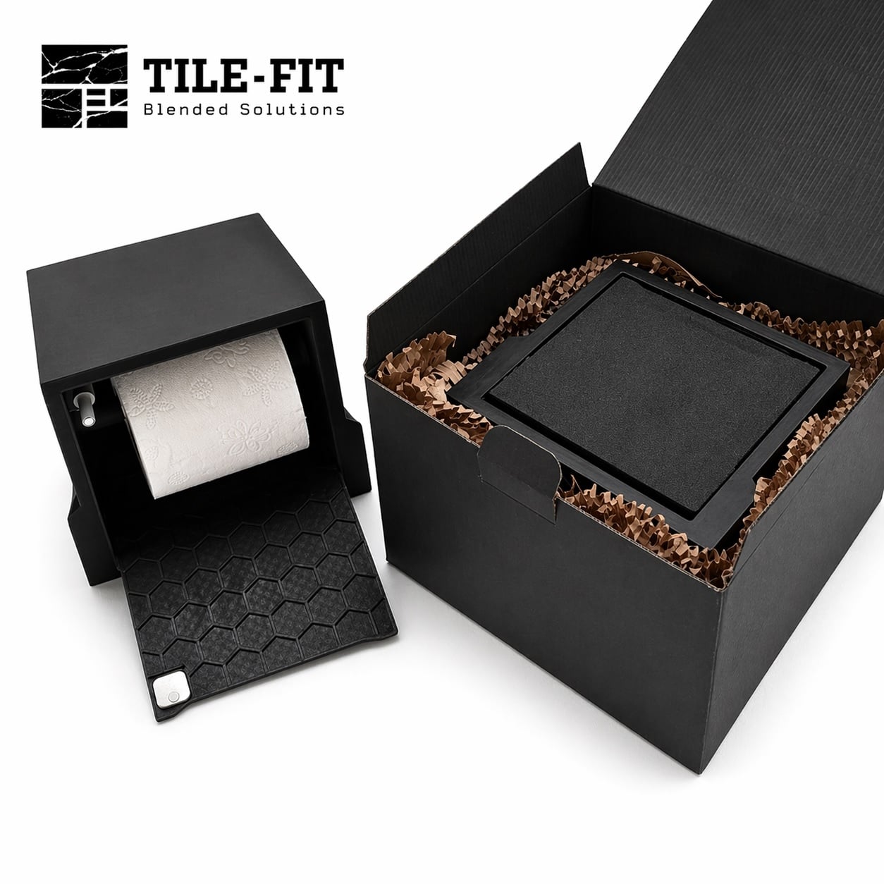 Модул за тоалетна хартия за вграждане зад стенни плочки с линеен отвор Tile-Fit