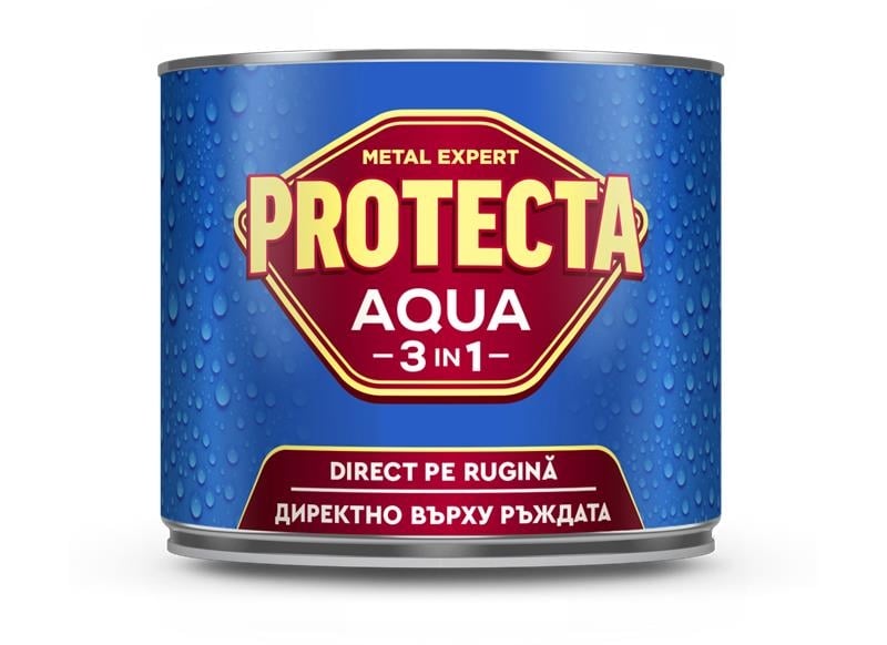 Боя за метал Protecta 3in1 Aqua RAL 9010 бяла 0.5л