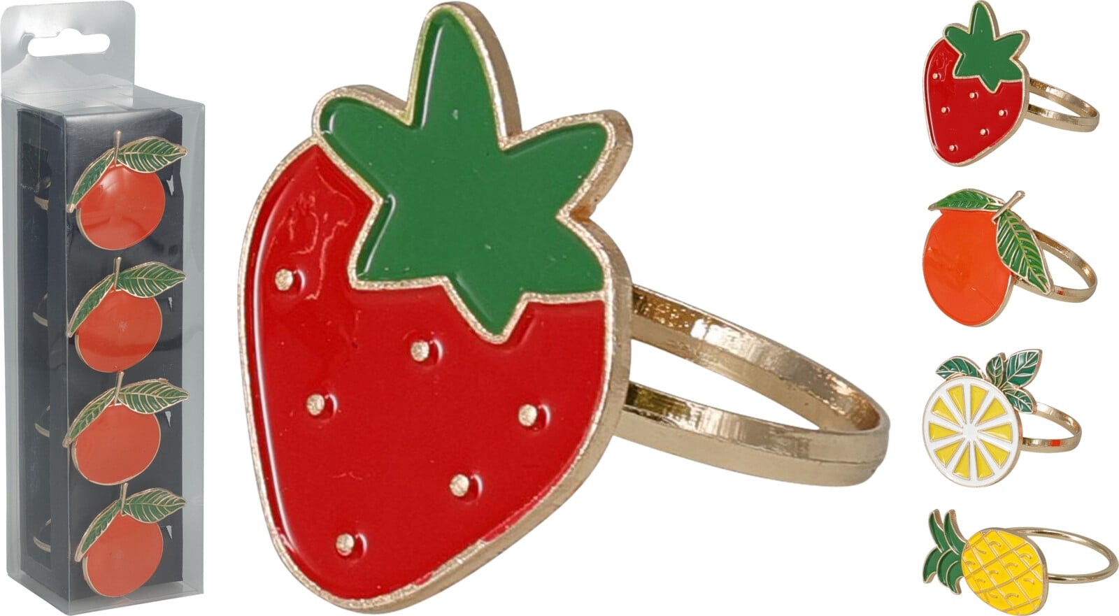Пръстени за салфетки Fruit 4 броя микс