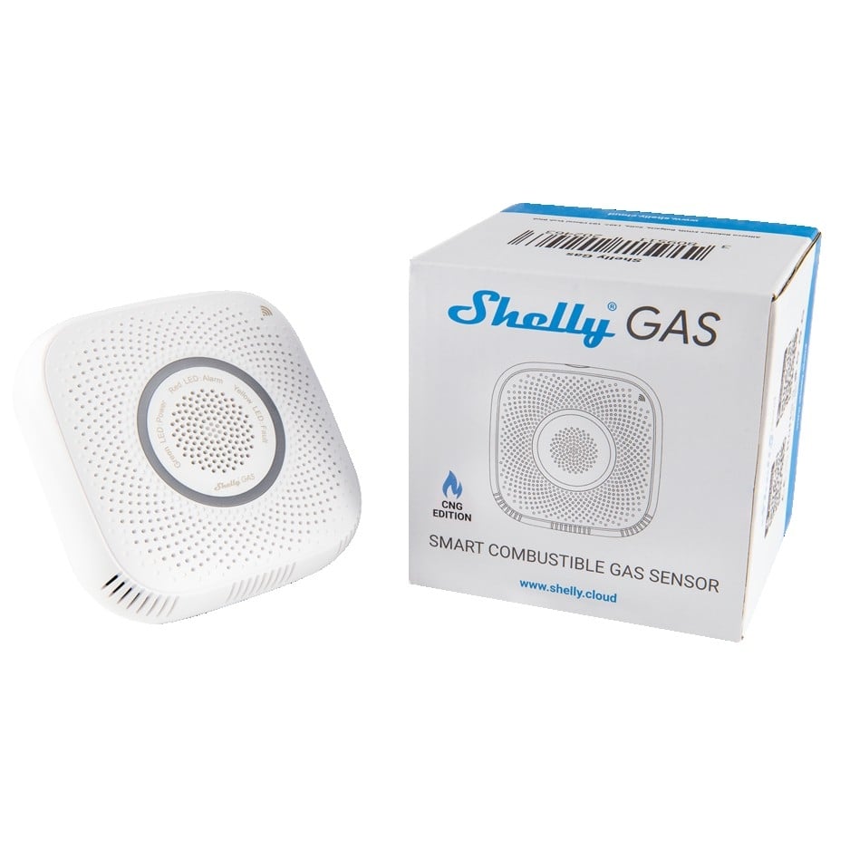 Smart датчик за газ CNG за контакт Shelly GAS бял