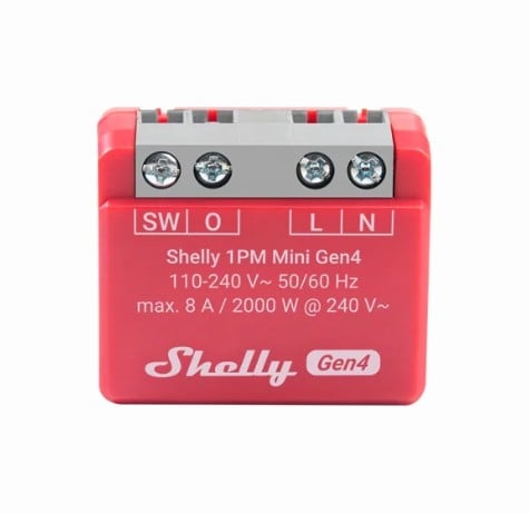 Smart реле с мерител Shelly 1PM Mini 1 х On/Off 8 A Gen4 / изисква неутрала