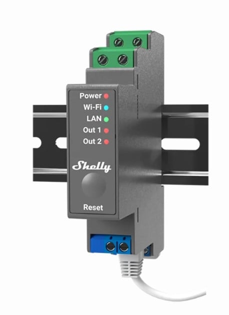 Импулсно Smart реле за DIN монтаж Shelly PRO 2 / 2 х On/Off 16 A (25A)