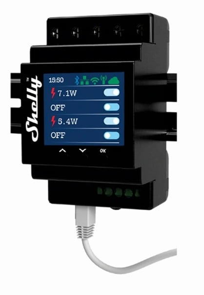Smart импулсно реле с мерител за DIN монтаж Shelly PRO 4PM 4 х On/Off 16A