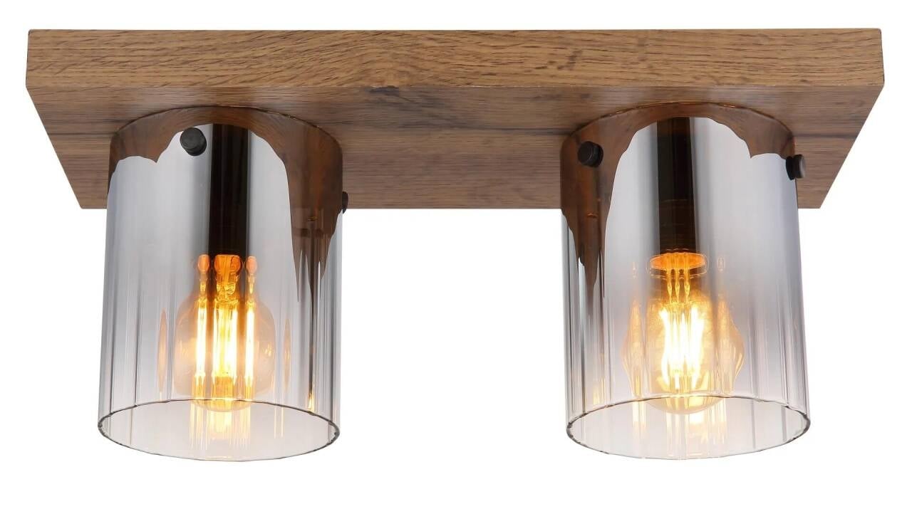 Спот Ziel Lighting Glass SE-C5054/2 / 2 х E27 черен / дърво