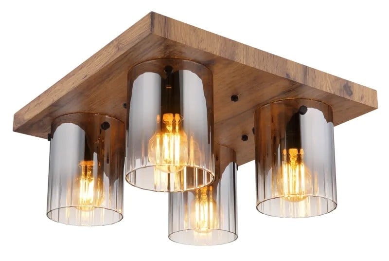 Спот Ziel Lighting Glass SE-C5054/4 / 4 х 60 W черен / дърво