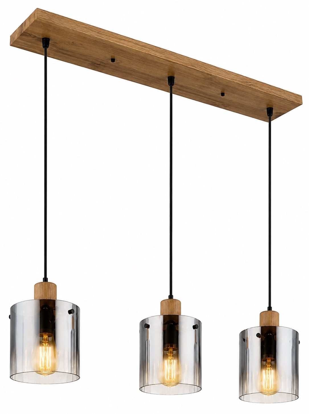 Полилей Glass SE-P5054/3 / 3 x 60 W черен / дърво