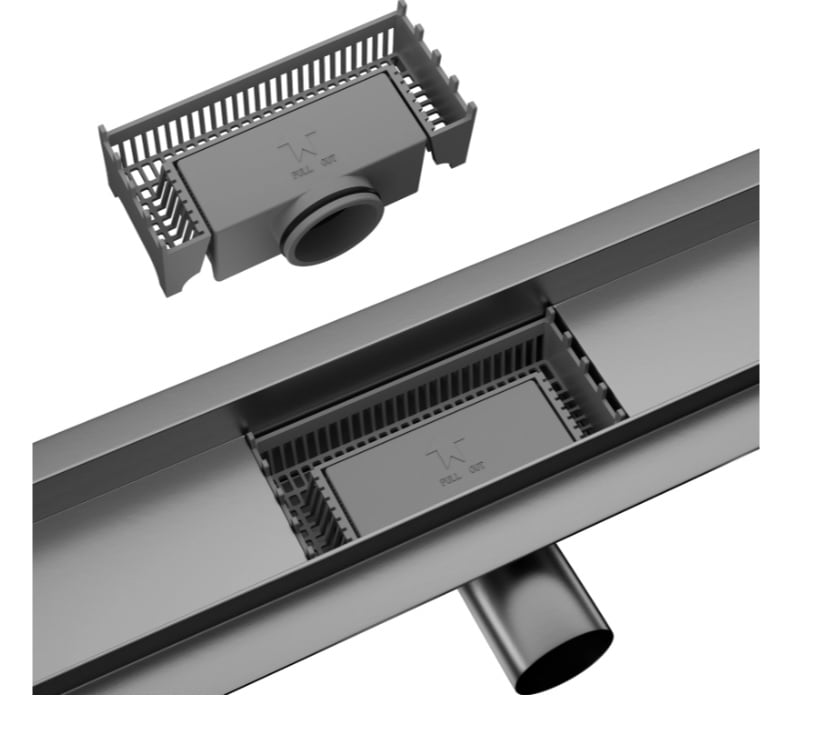 Неръждаем линеен сифон Duplex Next DUO Gun Metal-800 мм ф40/50