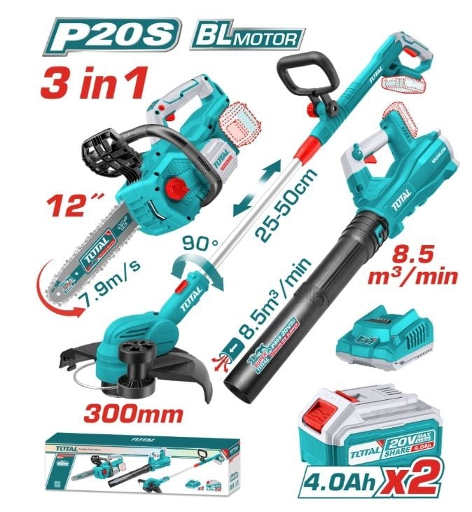 Компл. акумулаторни инструменти TOTAL, 20V,2x4Ah