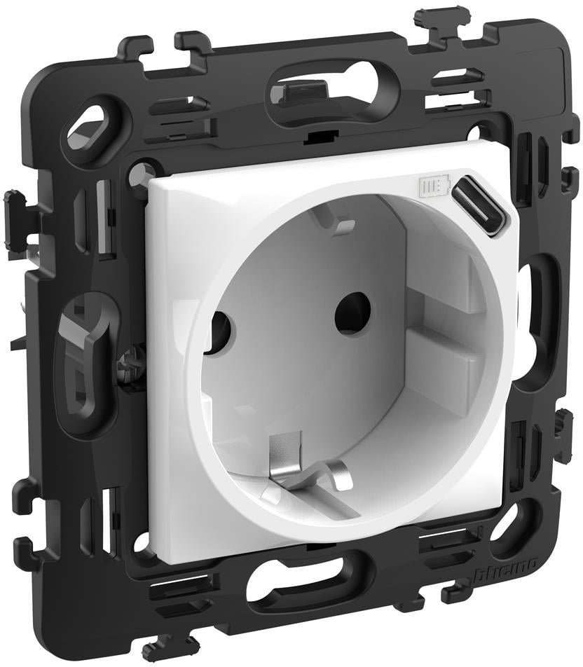 Механизъм за контакт 16A + USB тип C 1.5A 7.5W 2 мод., бял Classia Bticino