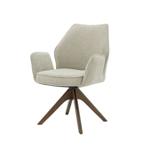 Въртящ се трапезен стол B6991 Kansas 6 Beige бежово кадифе/орех