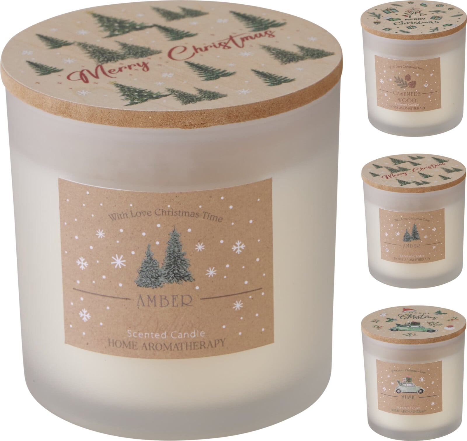 Коледна свещ в бурканче Frosted 10х10см микс