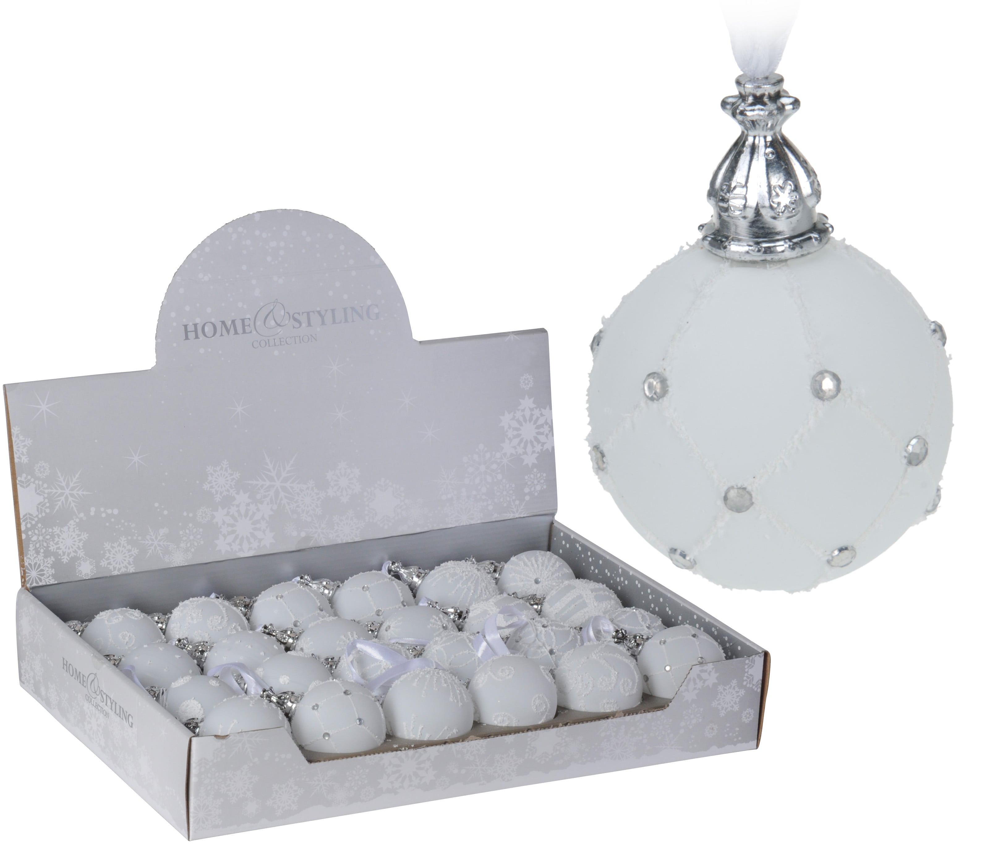 Коледна топка ABT311750 бяла 6см