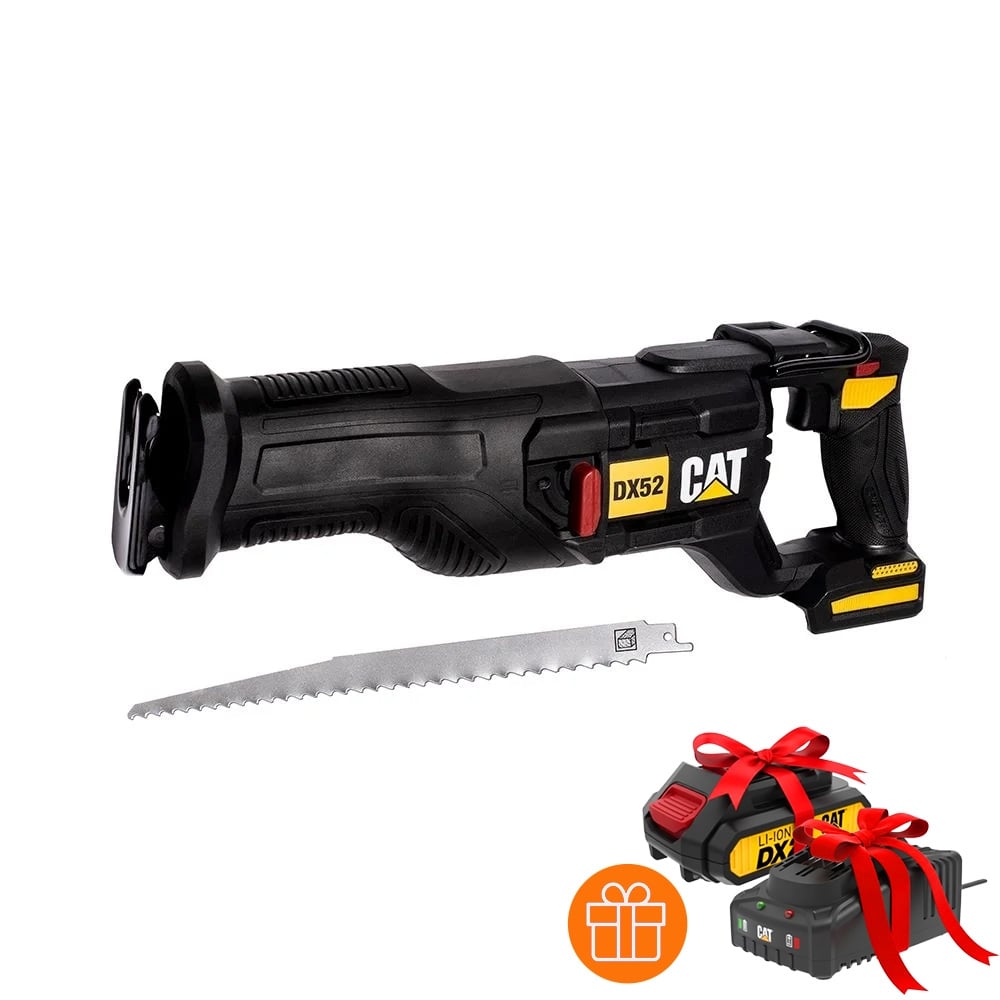 Акумулаторен саблен трион CAT DX52B 18V с батерия и зарядно