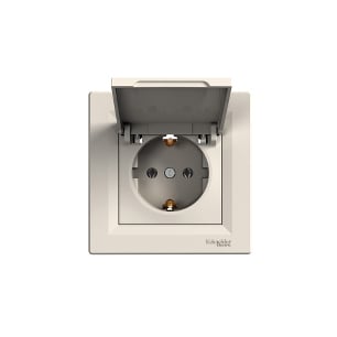 Единичен контакт с капак Schneider Asfora EPH3100123 крем