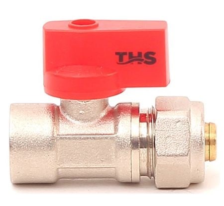Мини кран с адаптор и червена ръкохватка Ths Thermostyle ø16х1/2" Ж