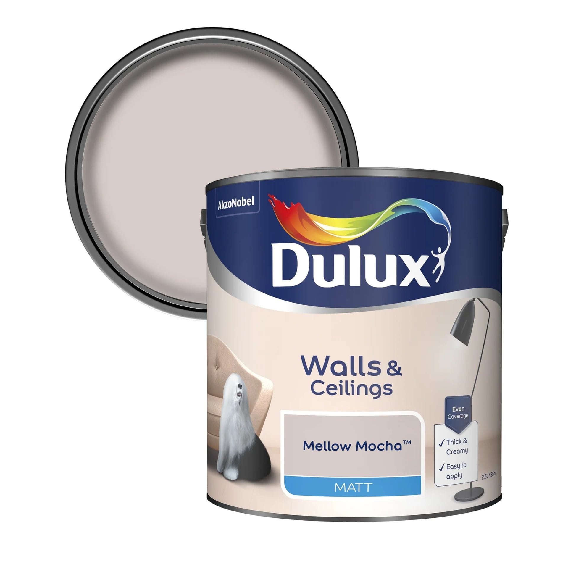 Интериорна боя за стени и тавани Dulux Matt Mellow Mocha 2,5л 