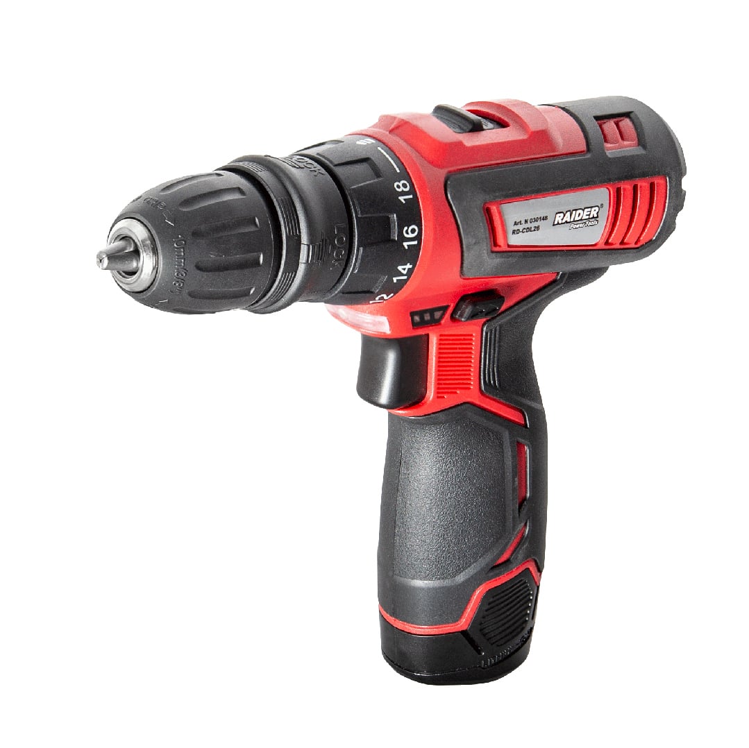 Акумулаторна бормашина в куфар с аксесоари Raider RD-CDL26 12V / 28 Nm