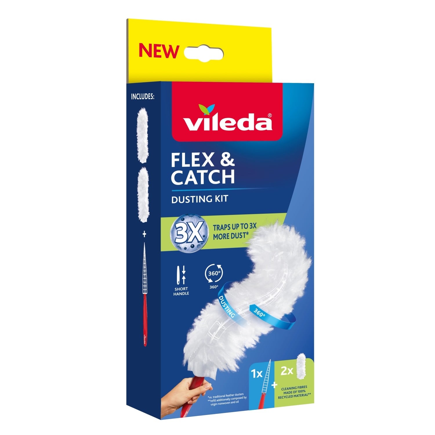 Бърсалка за прах Vileda Flex and Catch с къса дръжка