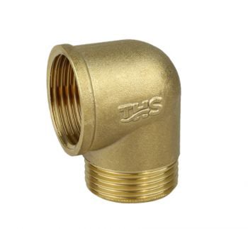 Матиран жълт фитинг - коляно 3/4" МЖ месинг тежък модел Ths Thermostyle