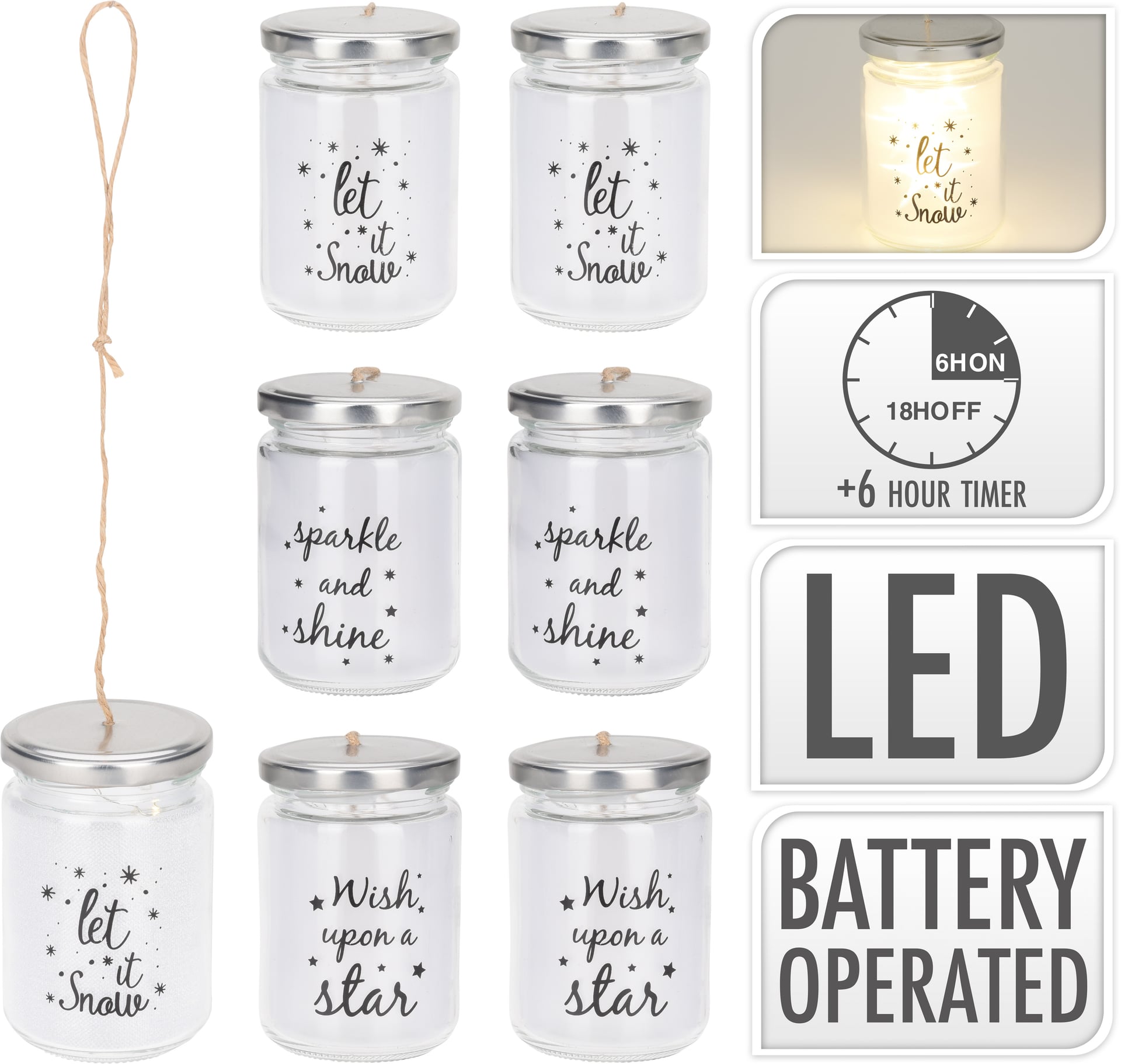 Коледно светещo бурканче LED / 11см