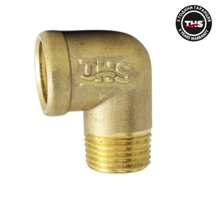 Коляно Нипел 3/8" месинг тежък модел THS Thermostyle мат жълт