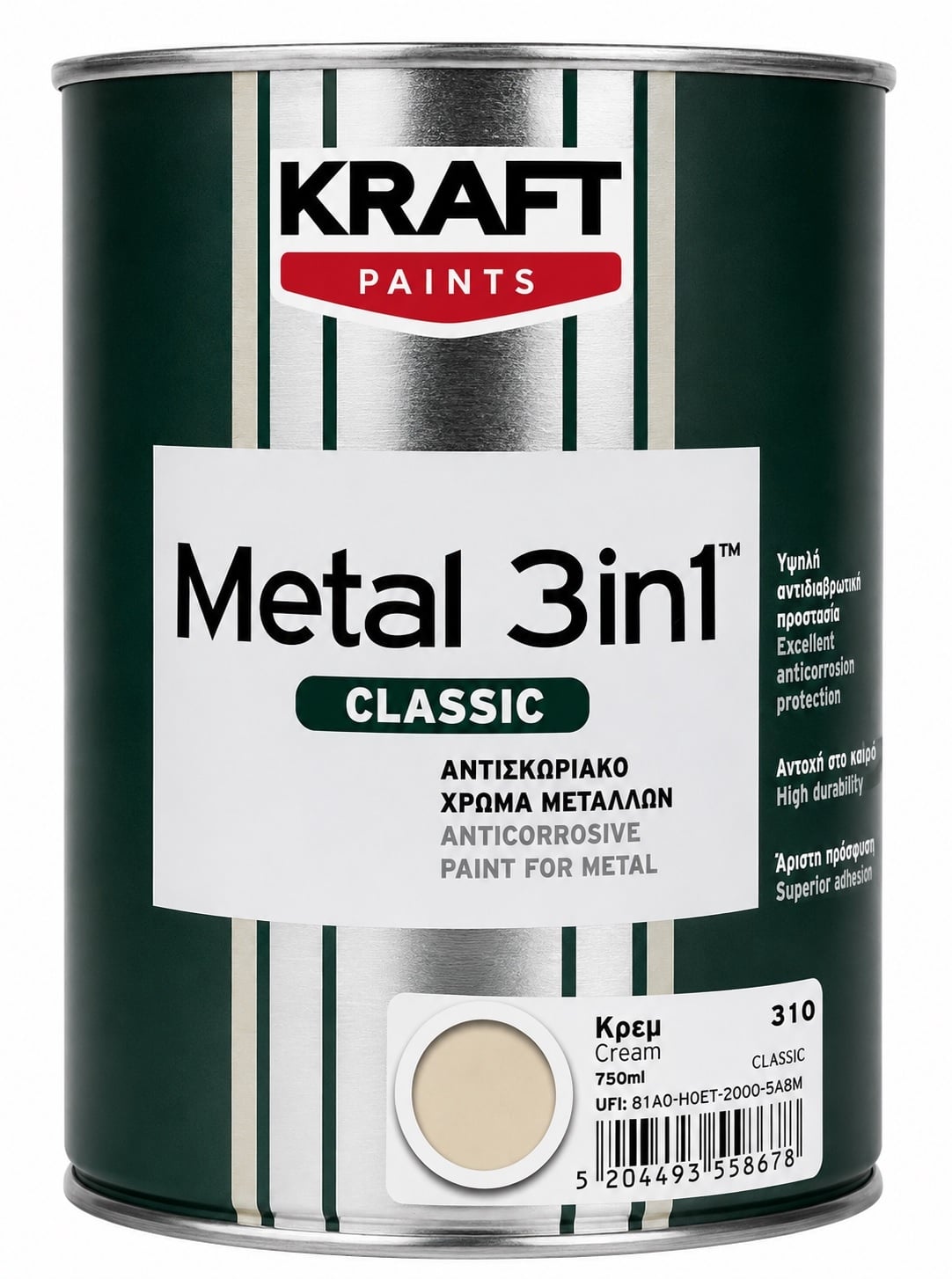 Емайллак 3 в 1 Kraft 310 крем гланц 0.75л