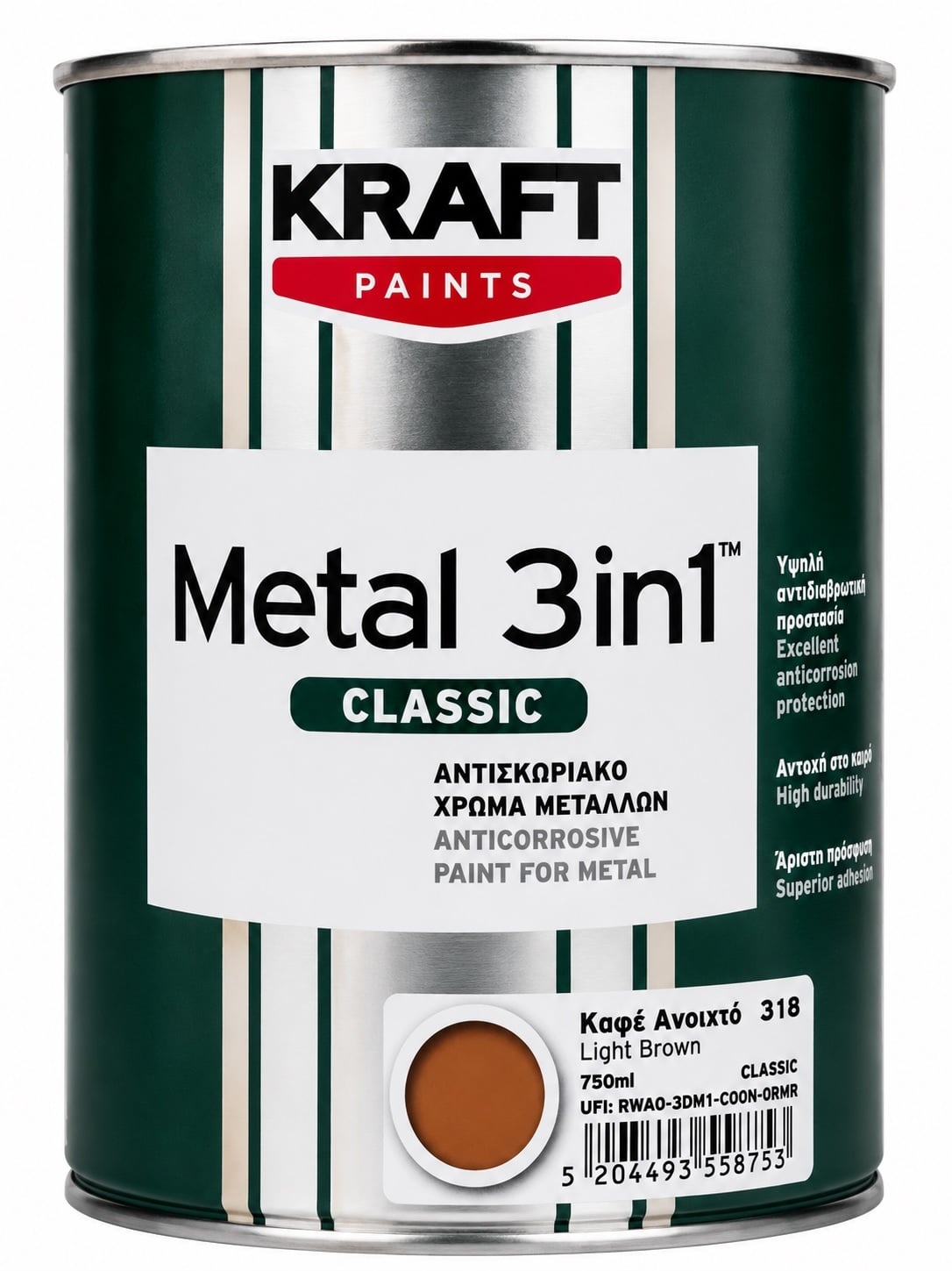 Емайллак 3 в 1 Kraft 318 светлокафяв гланц 0.75л