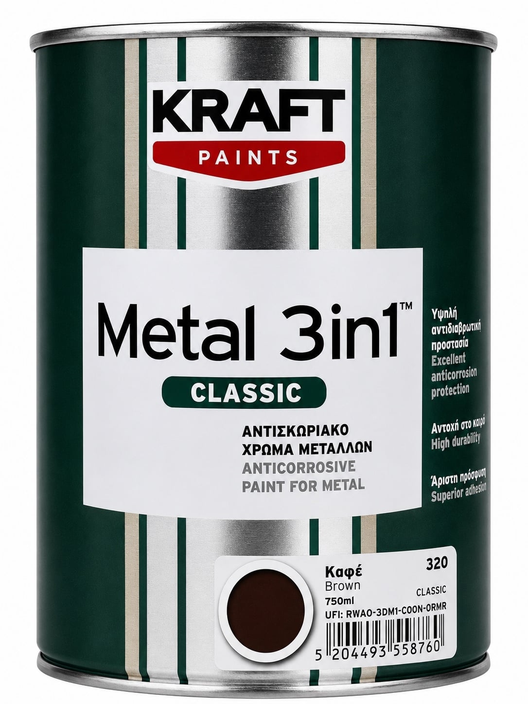 Емайллак 3 в 1 Kraft 320 кафяв гланц 0.75л
