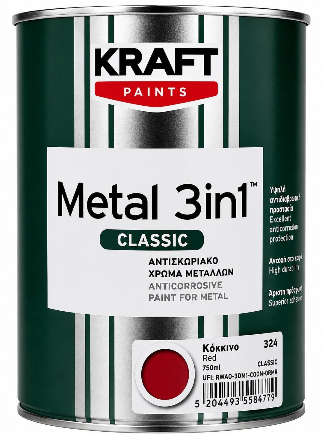 Емайллак 3 в 1 Kraft 324 червен гланц 0.75л