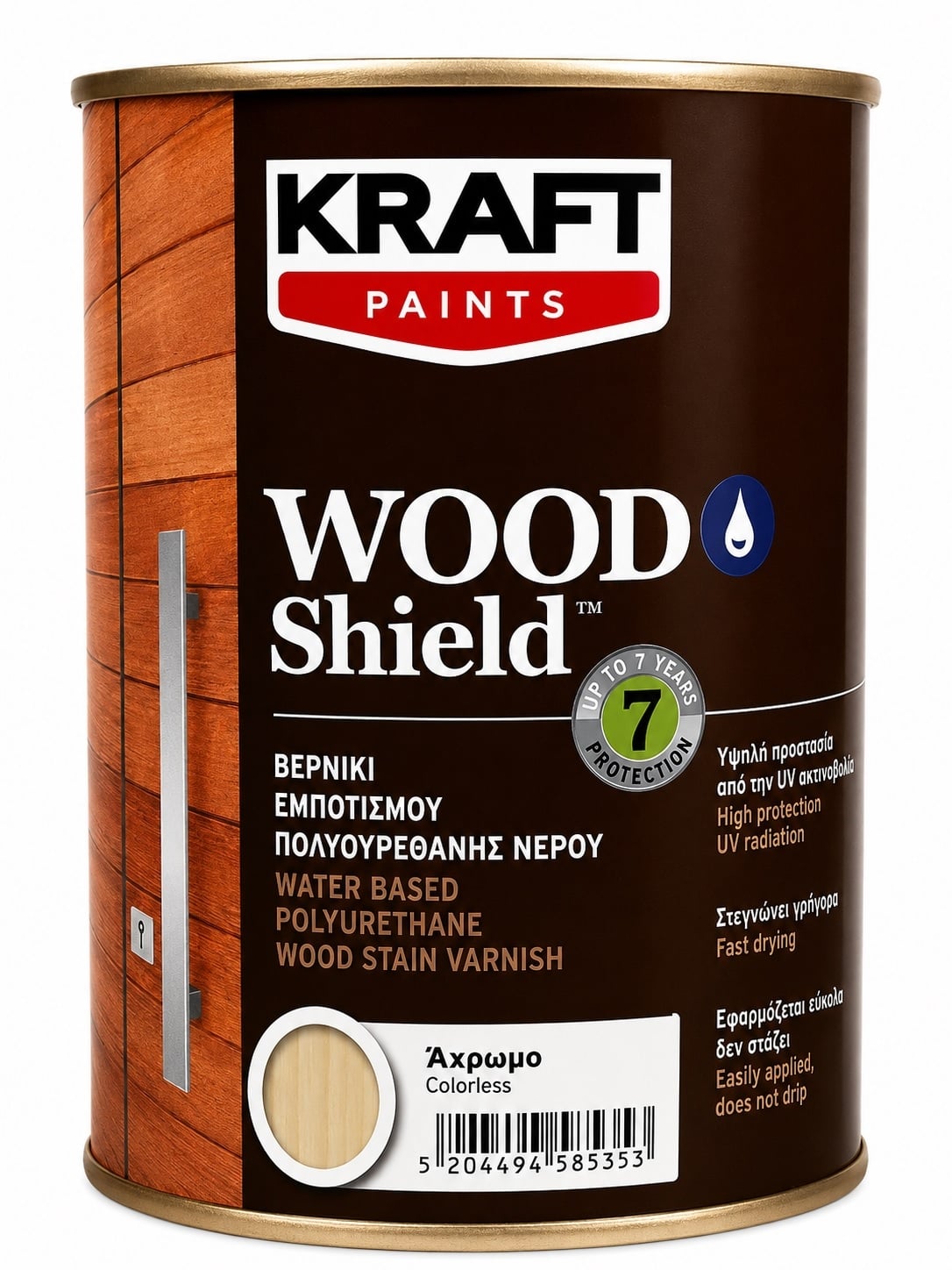 Импрегниращ полиуретанов лак на водна основа Kraft Wood Shield безцветен 750 мл