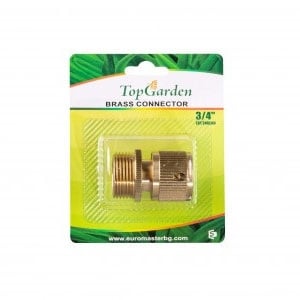 Месингов съединител за маркуч Top Garden 3/4" външна резба