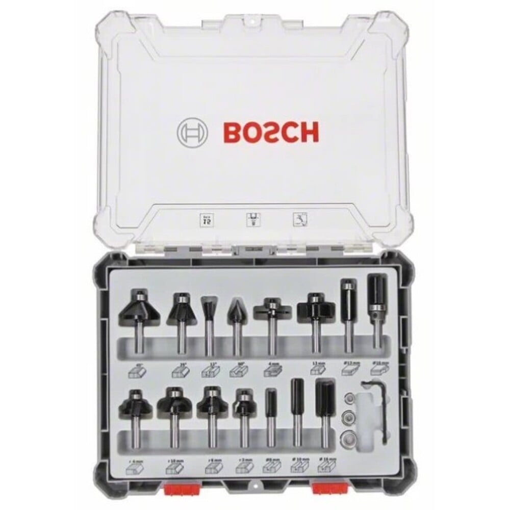Комплект фрезери Bosch смесен 8мм опашка 15 броя