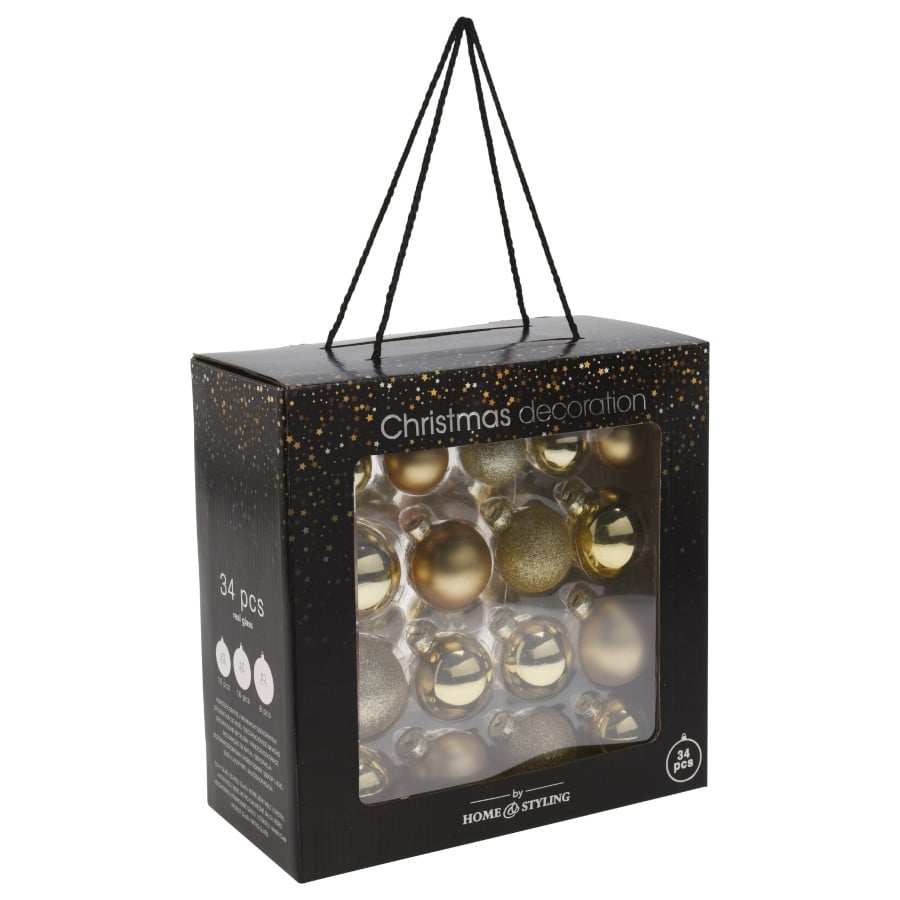 Комплект коледни топки златни 34 броя