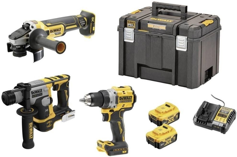 Комплект акумулаторни инструменти DeWALT DCK355P2T-QW + батерии зарядно и куфар