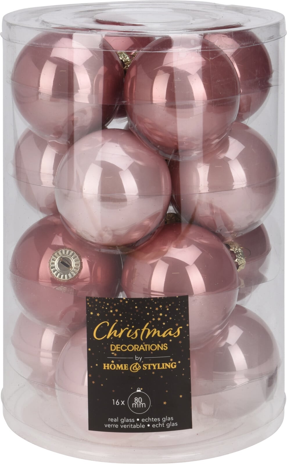 Комплект коледни топки 80мм розови 16 броя