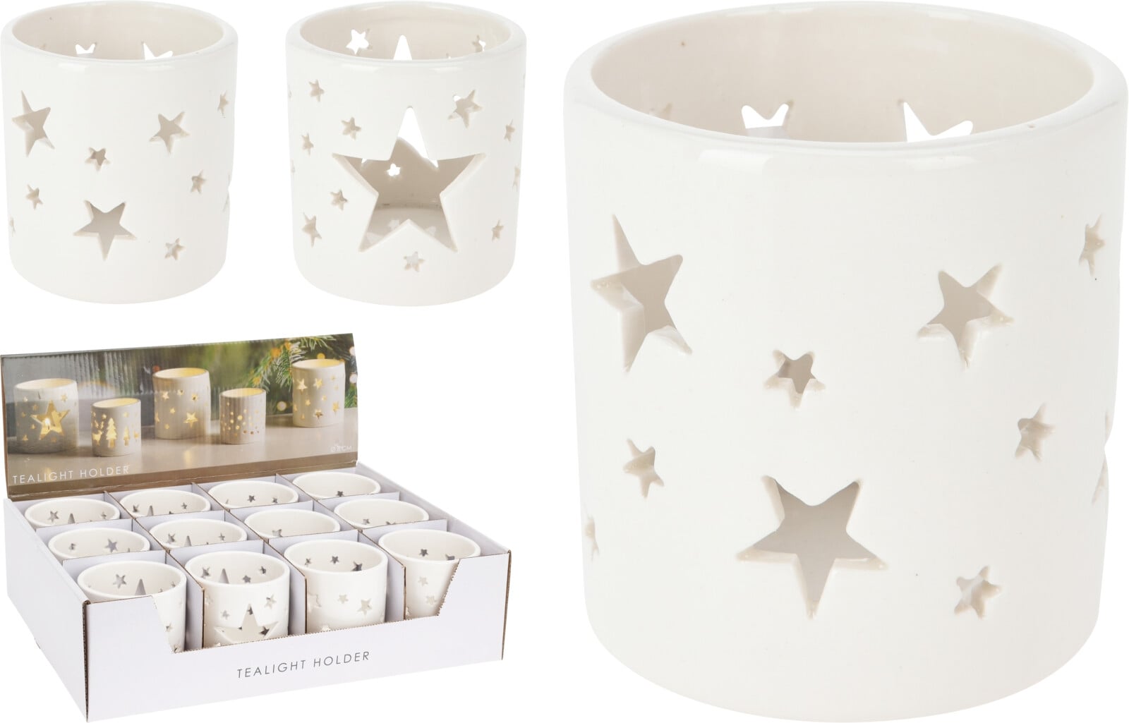 Коледен свещник за чаена свещ Star порцелан