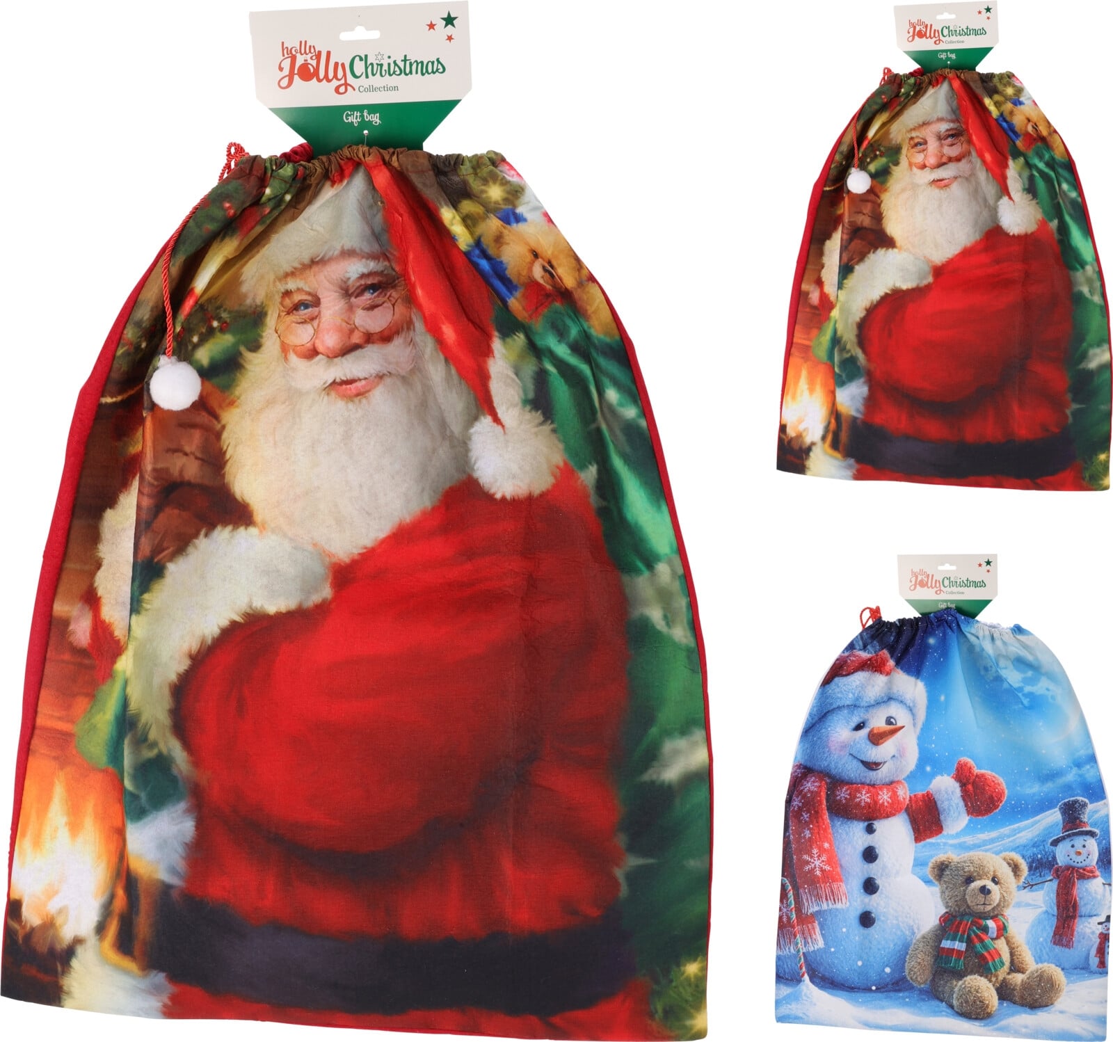 Коледно чувалче за подаръци Holly Christmas 60 х 72 см микс