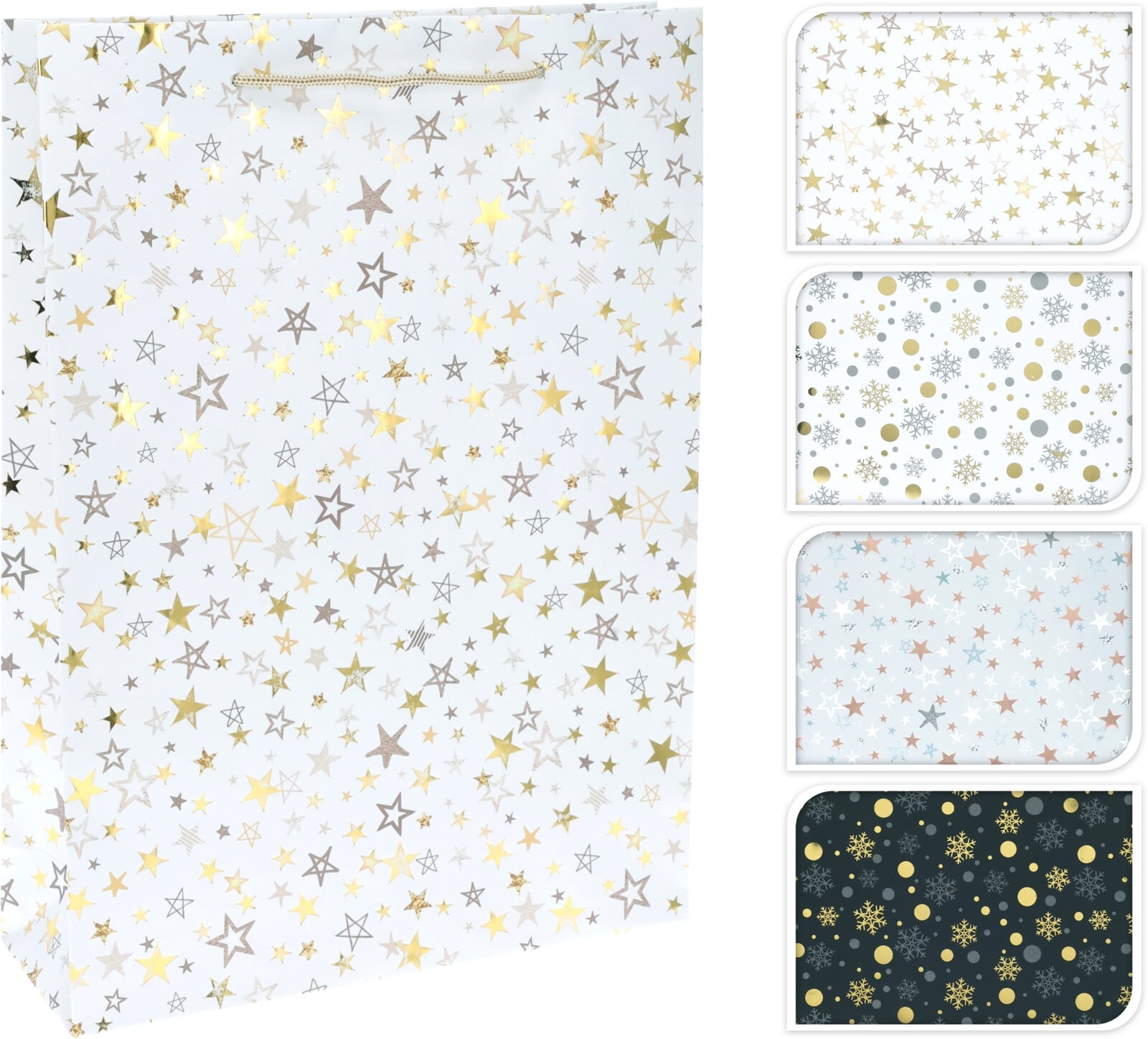 Подаръчна коледна торбичка Stars М 25 х 8,5 х 34,5 см микс