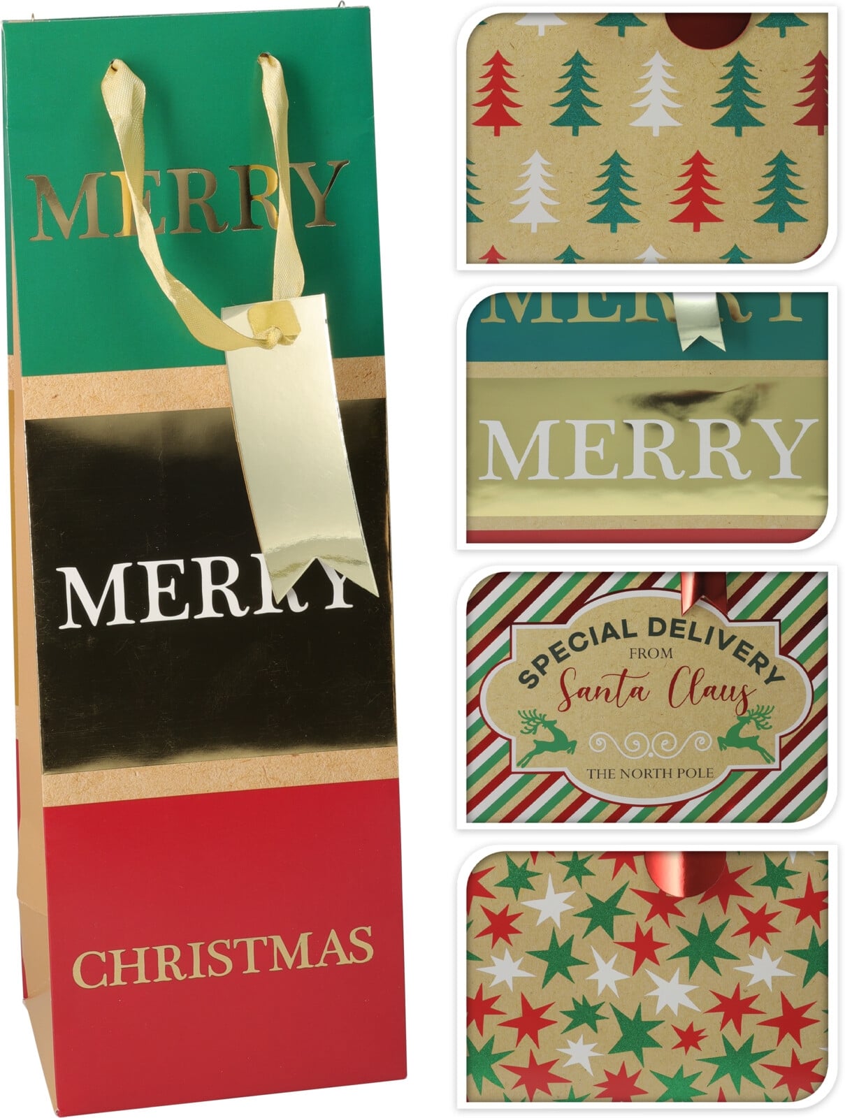 Коледна торбичка за бутилка 36 х 12 х 9 см микс