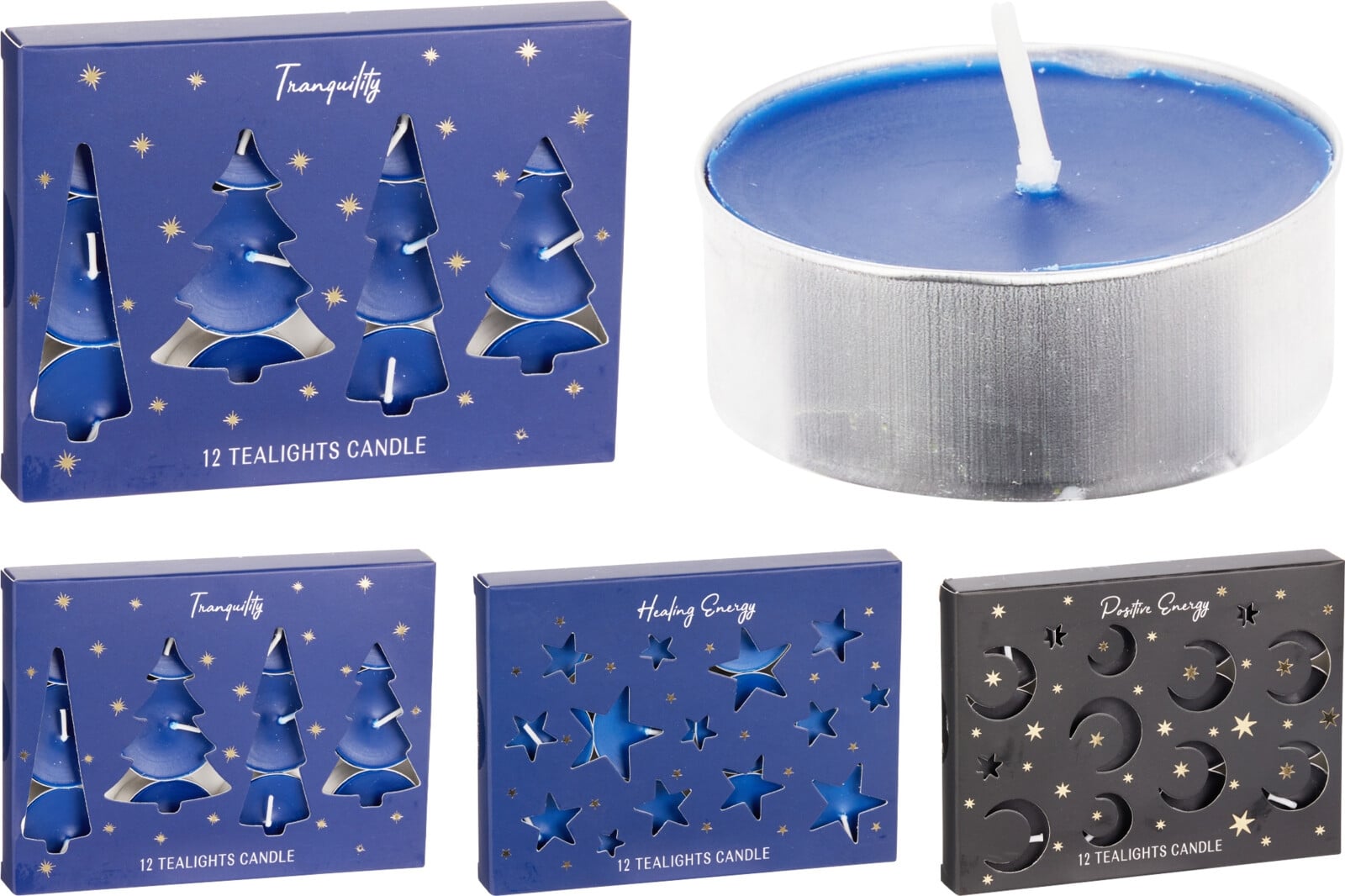 Комплект коледни чаени свещи 12 броя микс