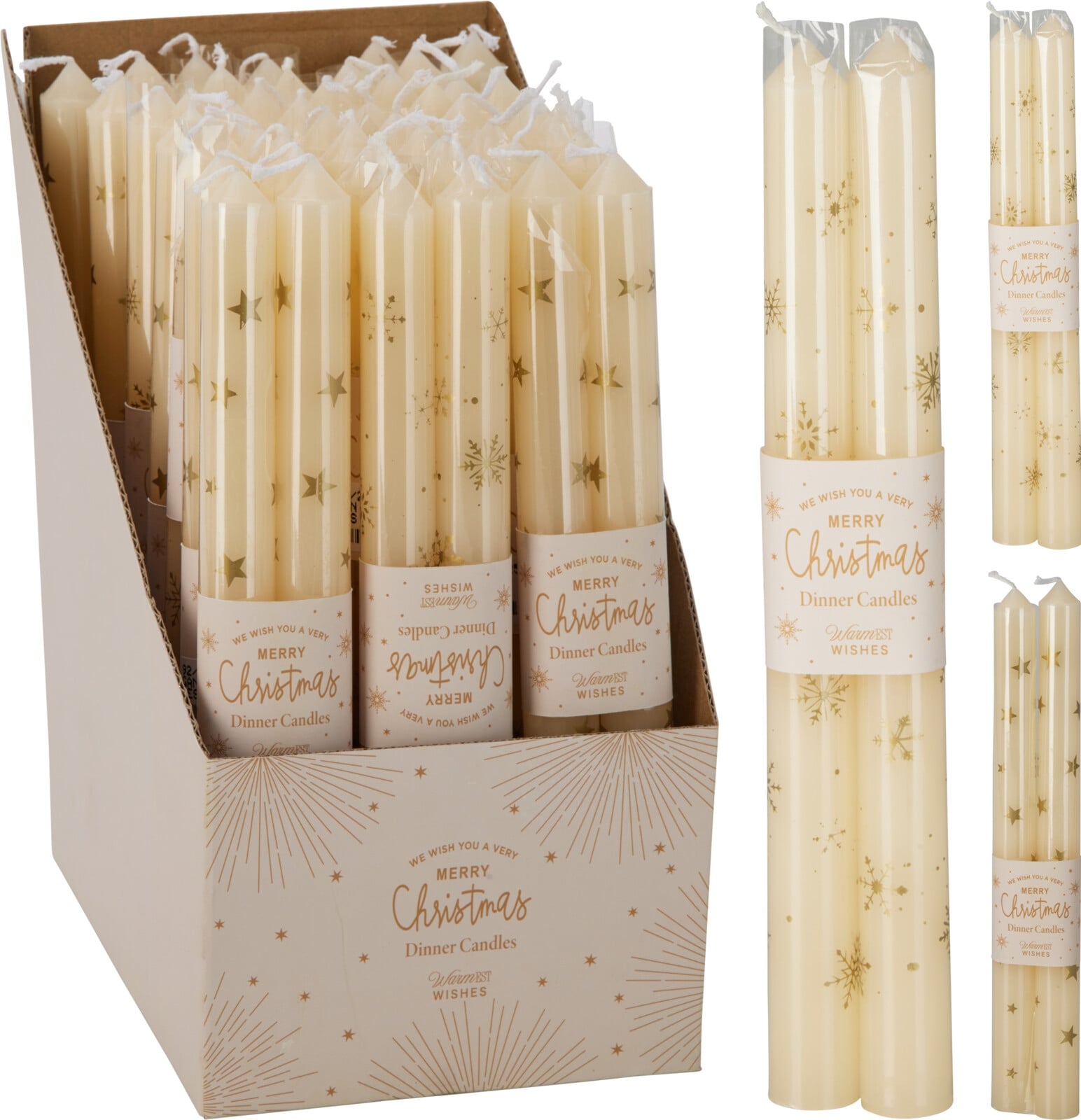 Коледна свещ конус с принт 25 см 2 броя микс