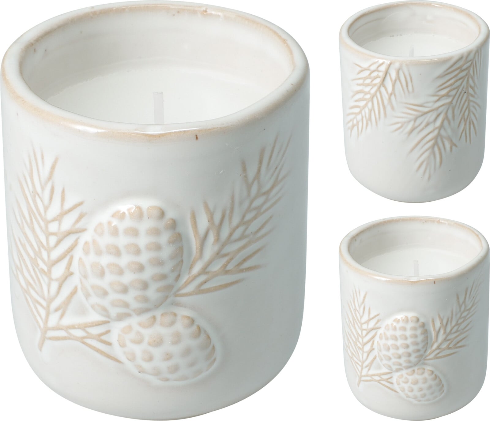 Коледна свещ Pinecone бяла