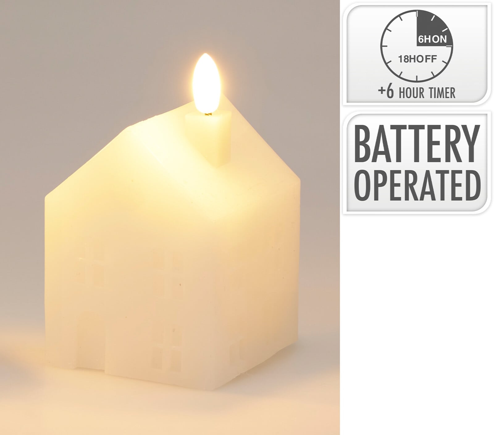 LED свещ House 6 х 6 х 8 см бяла