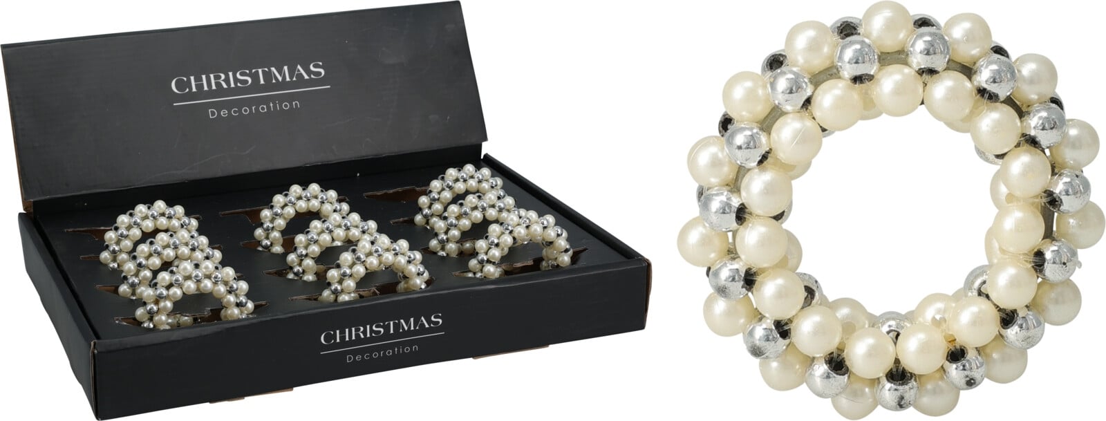 Пръстен за салфетки с мъниста ø 7 см сребърен