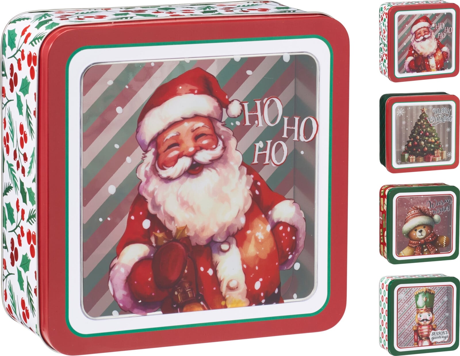 Коледна кутия за съхранение с прозрачен капак 19 х 19 х 8,5 см микс