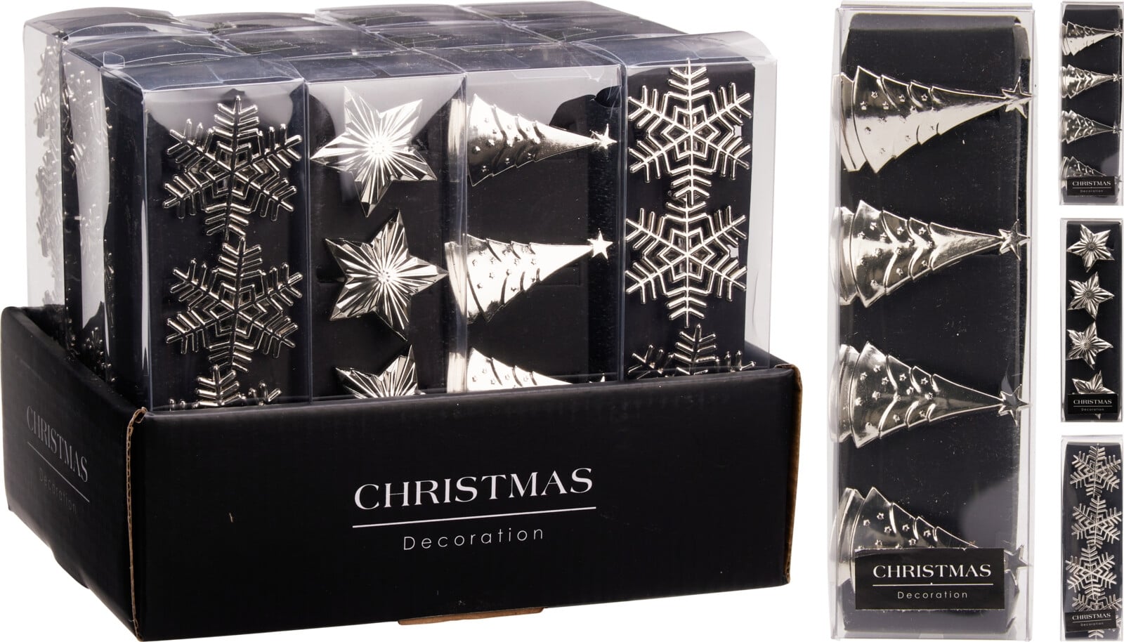 Комплект коледни пръстени за салфетки 4 броя микс сребро